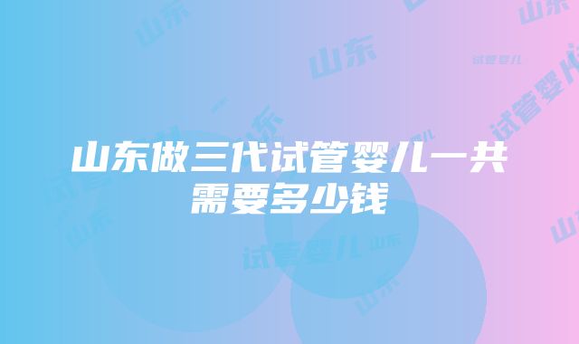 山东做三代试管婴儿一共需要多少钱