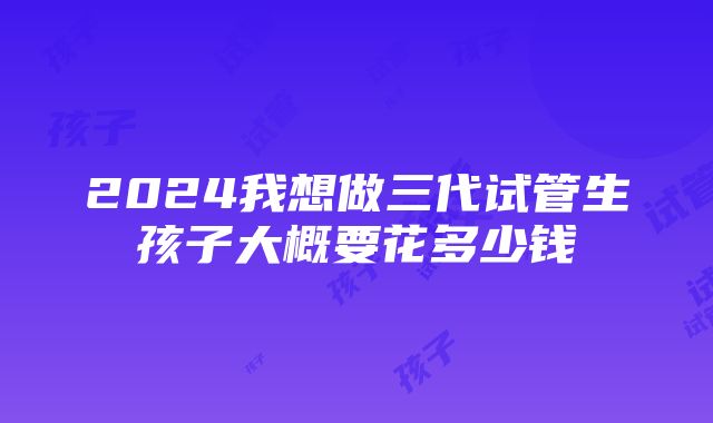 2024我想做三代试管生孩子大概要花多少钱