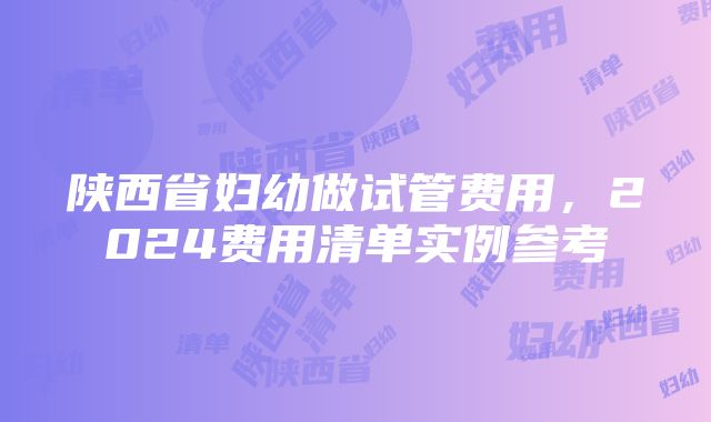 陕西省妇幼做试管费用，2024费用清单实例参考