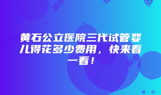 黄石公立医院三代试管婴儿得花多少费用，快来看一看！