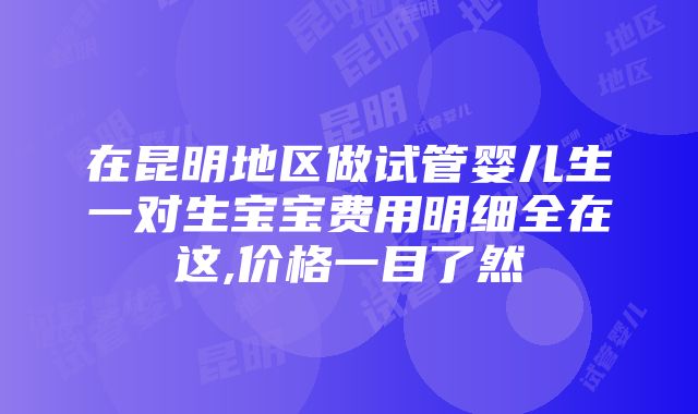 在昆明地区做试管婴儿生一对生宝宝费用明细全在这,价格一目了然