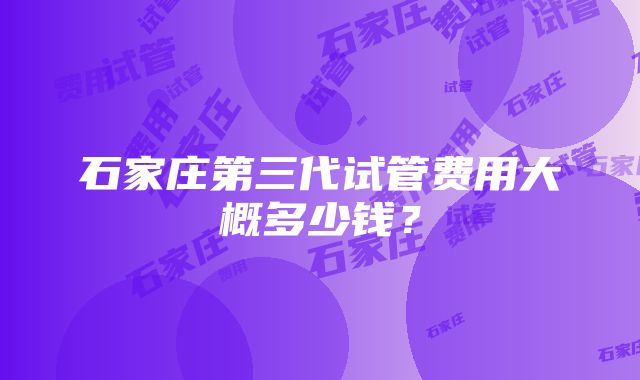 石家庄第三代试管费用大概多少钱？