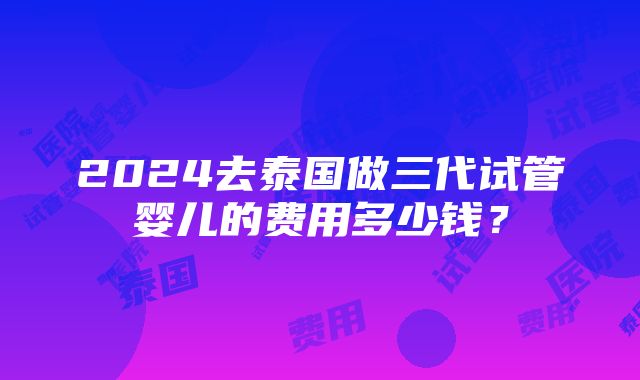 2024去泰国做三代试管婴儿的费用多少钱？