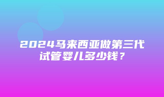 2024马来西亚做第三代试管婴儿多少钱？