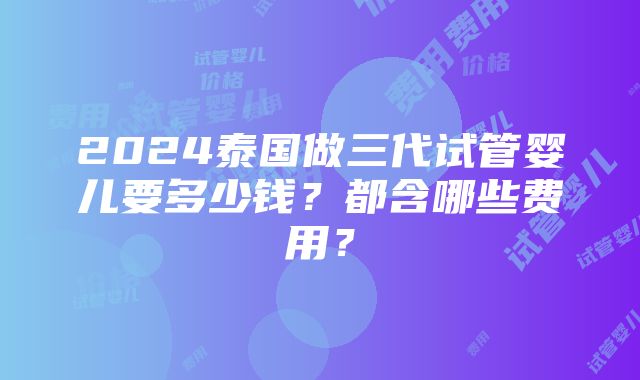 2024泰国做三代试管婴儿要多少钱？都含哪些费用？