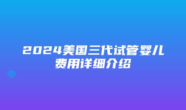 2024美国三代试管婴儿费用详细介绍