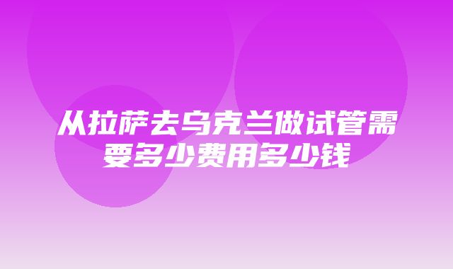 从拉萨去乌克兰做试管需要多少费用多少钱