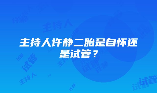 主持人许静二胎是自怀还是试管？