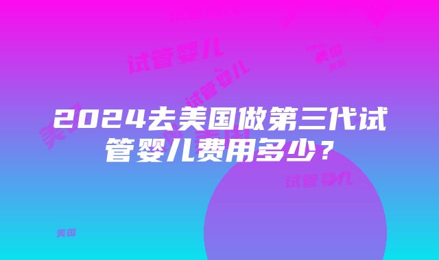 2024去美国做第三代试管婴儿费用多少？