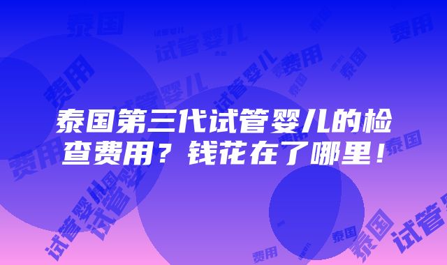 泰国第三代试管婴儿的检查费用？钱花在了哪里！