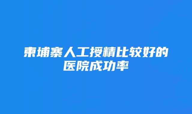 柬埔寨人工授精比较好的医院成功率