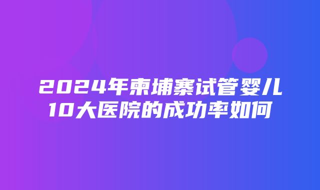 2024年柬埔寨试管婴儿10大医院的成功率如何