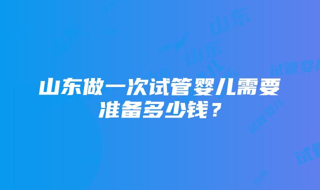 山东做一次试管婴儿需要准备多少钱？