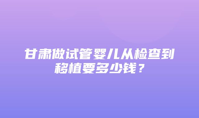 甘肃做试管婴儿从检查到移植要多少钱？