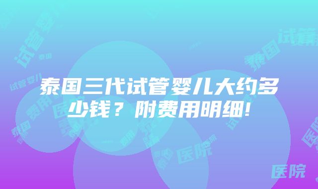 泰国三代试管婴儿大约多少钱？附费用明细!