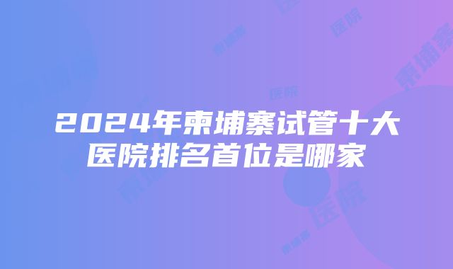 2024年柬埔寨试管十大医院排名首位是哪家