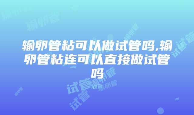 输卵管粘可以做试管吗,输卵管粘连可以直接做试管吗