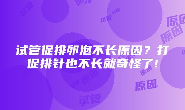 试管促排卵泡不长原因？打促排针也不长就奇怪了!