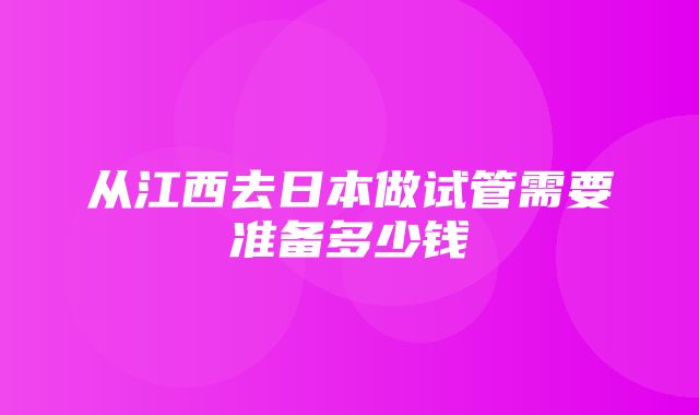 从江西去日本做试管需要准备多少钱