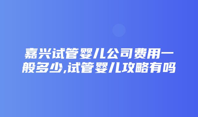 嘉兴试管婴儿公司费用一般多少,试管婴儿攻略有吗