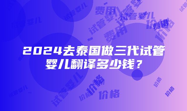 2024去泰国做三代试管婴儿翻译多少钱？