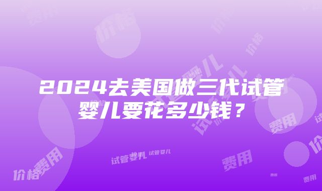 2024去美国做三代试管婴儿要花多少钱？