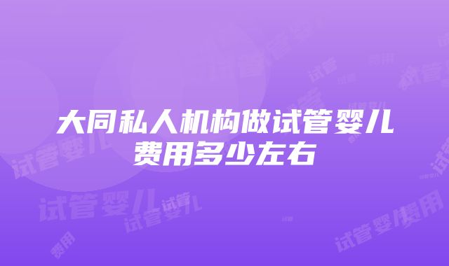 大同私人机构做试管婴儿费用多少左右