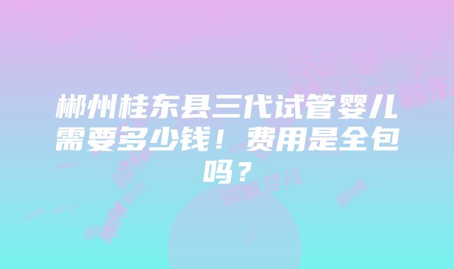 郴州桂东县三代试管婴儿需要多少钱！费用是全包吗？