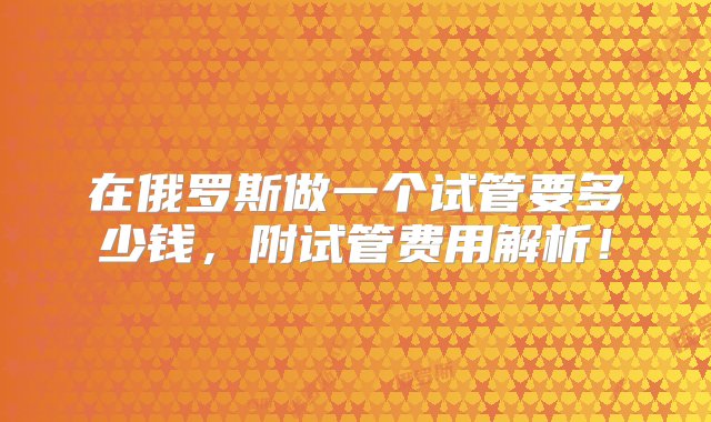 在俄罗斯做一个试管要多少钱，附试管费用解析！