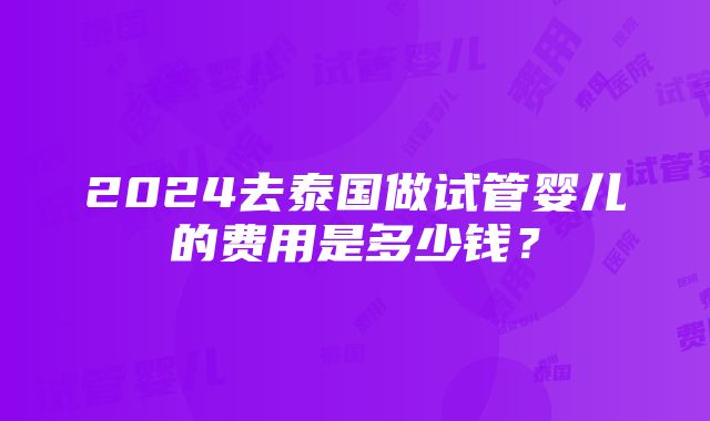 2024去泰国做试管婴儿的费用是多少钱？