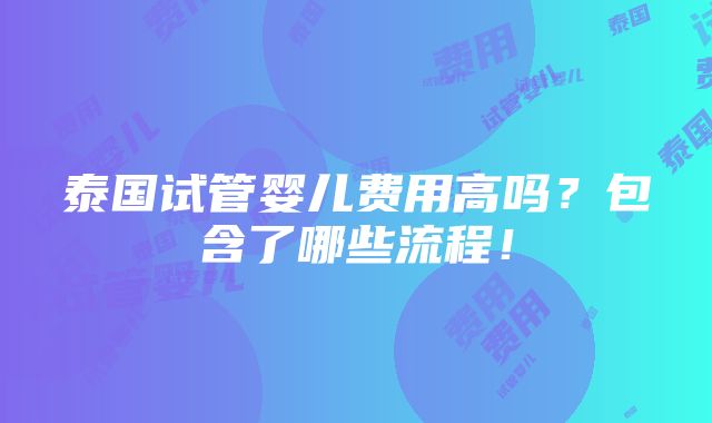 泰国试管婴儿费用高吗？包含了哪些流程！