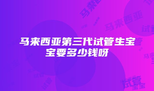 马来西亚第三代试管生宝宝要多少钱呀