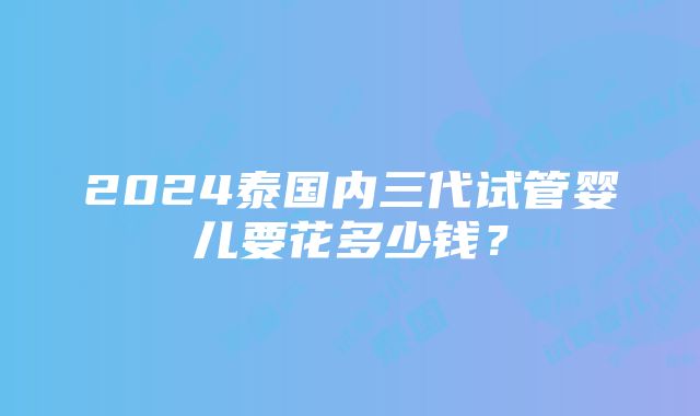 2024泰国内三代试管婴儿要花多少钱？