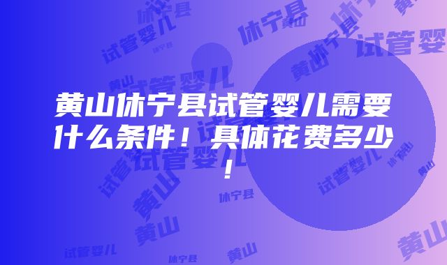 黄山休宁县试管婴儿需要什么条件！具体花费多少！