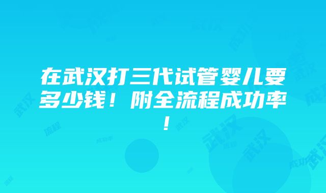 在武汉打三代试管婴儿要多少钱！附全流程成功率！