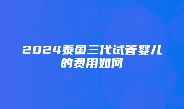 2024泰国三代试管婴儿的费用如何