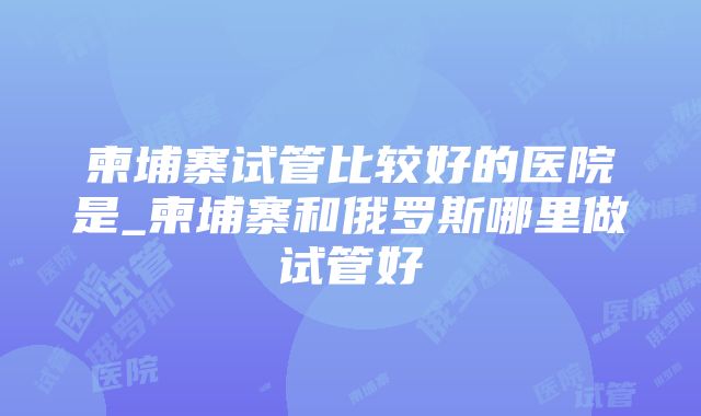 柬埔寨试管比较好的医院是_柬埔寨和俄罗斯哪里做试管好