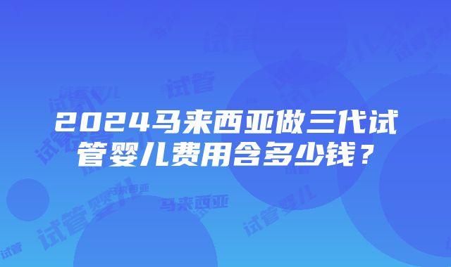 2024马来西亚做三代试管婴儿费用含多少钱？