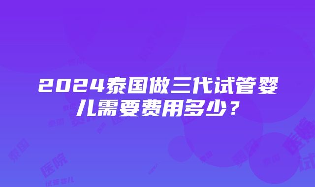 2024泰国做三代试管婴儿需要费用多少？