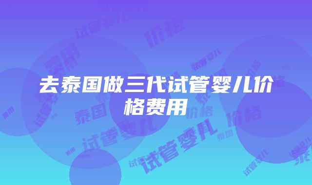 去泰国做三代试管婴儿价格费用