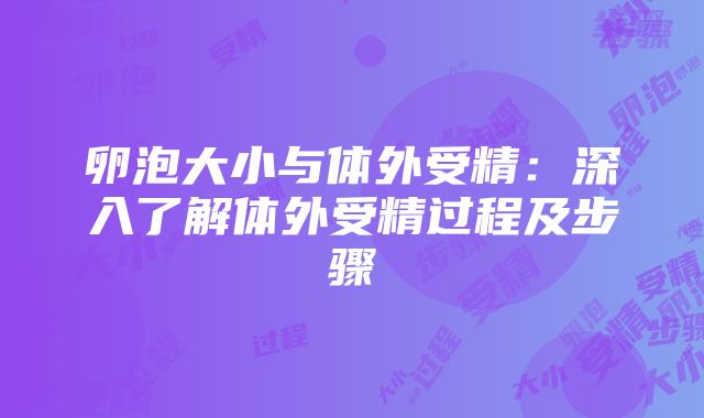 卵泡大小与体外受精：深入了解体外受精过程及步骤