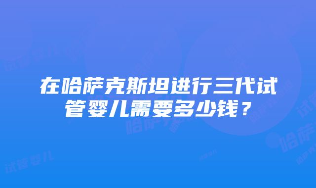 在哈萨克斯坦进行三代试管婴儿需要多少钱？