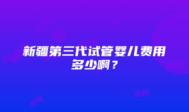 新疆第三代试管婴儿费用多少啊？