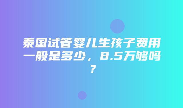 泰国试管婴儿生孩子费用一般是多少，8.5万够吗？