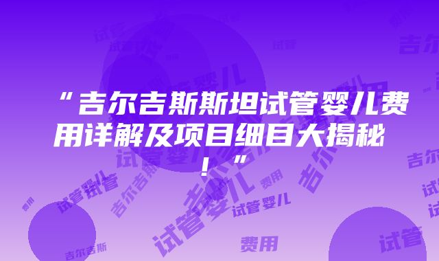 “吉尔吉斯斯坦试管婴儿费用详解及项目细目大揭秘！”