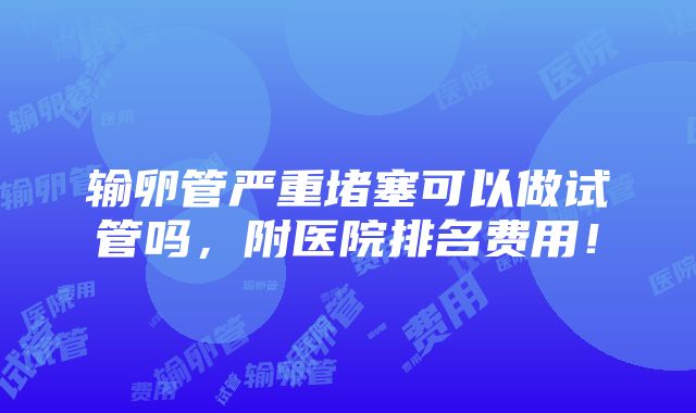 输卵管严重堵塞可以做试管吗，附医院排名费用！