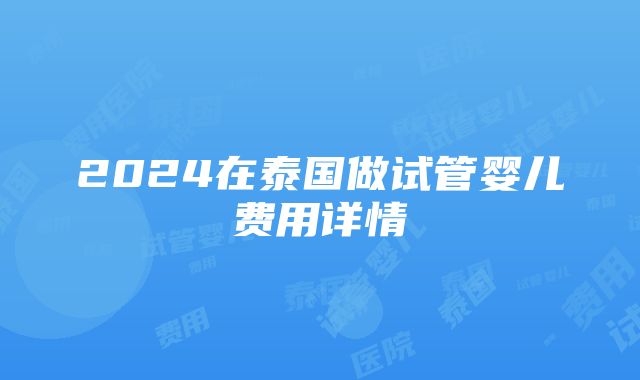 2024在泰国做试管婴儿费用详情