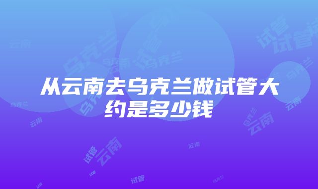 从云南去乌克兰做试管大约是多少钱