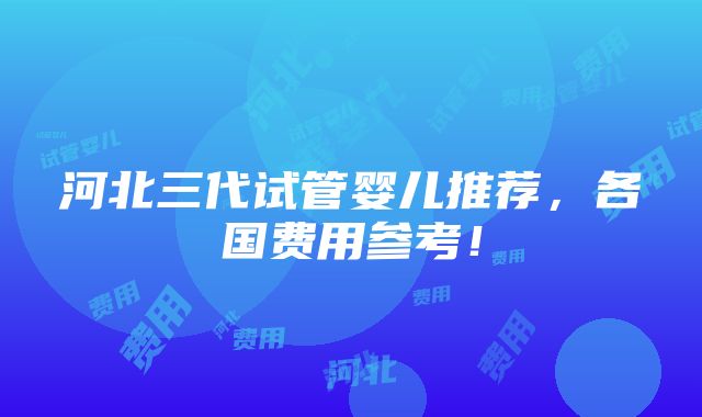 河北三代试管婴儿推荐，各国费用参考！