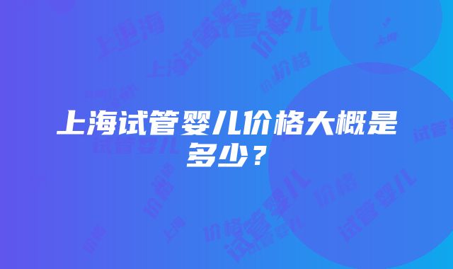 上海试管婴儿价格大概是多少？